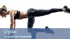  Presentation with pilates - Presentation theme with woman exercising pilates fitness foam background and a ocean colored foreground