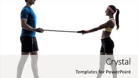  Presentation with resistance - Amazing slides having woman exercising resistance rubber band backdrop and a white colored foreground