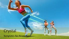  Presentation with resistance - Colorful presentation enhanced with elasticity - pilates woman exercising resistance rubber backdrop and a gold colored foreground