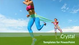  Presentation with resistance - Cool new slide deck with pilates woman exercising resistance rubber backdrop and a  colored foreground