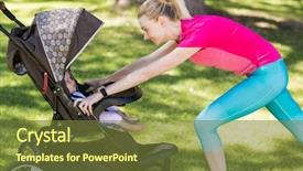  Presentation with baby in womb - PPT layouts enhanced with woman exercising with baby stroller background and a tawny brown colored foreground