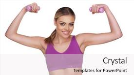  Presentation with 3d studio max - Colorful slide set enhanced with woman exercising with dumbbell free backdrop and a white colored foreground