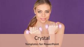  Presentation with womens health - Slide deck enhanced with woman exercising with dumbbell free background and a coral colored foreground