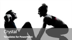  Presentation with training - Colorful theme enhanced with woman exercising workout aerobic fitness backdrop and a dark gray colored foreground