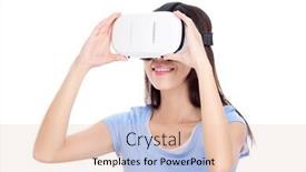  Presentation with experience - Audience pleasing presentation theme consisting of woman experience with vr device backdrop and a lemonade colored foreground