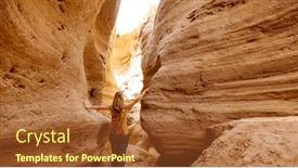  Presentation with morocco - Slide set having woman-explores-canyon-in-morocco background and a tawny brown colored foreground