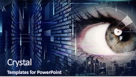  Presentation with eye - Audience pleasing PPT theme consisting of woman eye close-up backdrop and a navy blue colored foreground