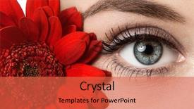  Presentation with makeup brushes and make up - Presentation design with woman eye with beautiful makeup background and a red colored foreground