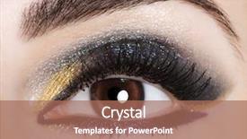  Presentation with makeup - Amazing slides having woman eye with beautiful makeup backdrop and a coral colored foreground