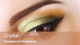 Presentation with makeup - Beautiful presentation design featuring woman eye with exotic style backdrop and a  colored foreground