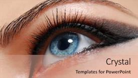  Presentation with eye - Colorful presentation enhanced with woman eye with fashion desing backdrop and a coral colored foreground