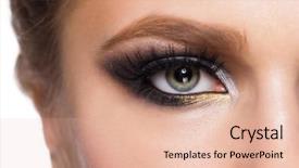  Presentation with eye - PPT theme with woman eye with fashion makeup background and a lemonade colored foreground