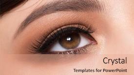 Presentation with eye - PPT theme with woman eye with fashion makeup background and a  colored foreground