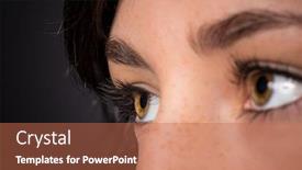  Presentation with eyelashes - Presentation theme having woman eyes with long eyelashes background and a coral colored foreground