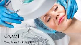  Presentation with cleansing - Slide deck enhanced with woman face during facial treatment background and a  colored foreground