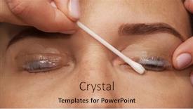  Presentation with beauty salon - Presentation design having woman-face-on-modern-eyelash background and a coral colored foreground