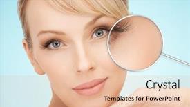  Presentation with people face adults - Amazing slides having blue background with lashes backdrop and a coral colored foreground