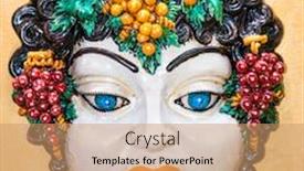  Presentation with italy - Amazing PPT theme having ancient greek pottery - woman face typical sicilian glazed backdrop and a coral colored foreground