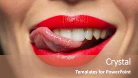  Presentation with lips mouth - Audience pleasing presentation design consisting of woman face with red lips backdrop and a coral colored foreground