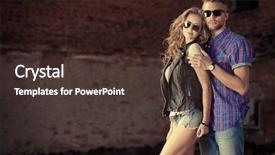  Presentation with brick wall - PPT layouts featuring woman fashion - couple of young people background and a tawny brown colored foreground