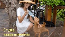  Presentation with baby milk - PPT theme consisting of woman-feed-milk-with-baby background and a violet colored foreground