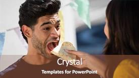  Presentation with food tortilla - Slide set featuring woman feeding tortilla to friend background and a tawny brown colored foreground