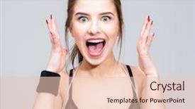  Presentation with sports - Theme featuring woman feel surprised facial expression background and a  colored foreground