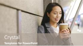  Presentation with cold coffee - Audience pleasing theme consisting of woman feeling cold and drink of coffee backdrop and a gray colored foreground