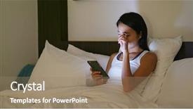  Presentation with pain - Theme having woman feeling eye pain when background and a coral colored foreground