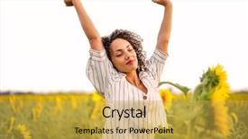  Presentation with sunflowers - Cool new presentation theme with woman feeling free among sunflowers backdrop and a  colored foreground