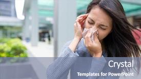  Presentation with sneezing - Beautiful theme featuring woman feeling sick and sneezing on nose backdrop and a seafoam green colored foreground