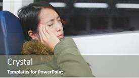  Presentation with draagon boat racing - Presentation theme having woman feeling sick on boat background and a gray colored foreground