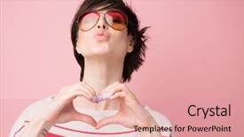  Presentation with true love - Beautiful slide set featuring woman feels love grateful hope backdrop and a coral colored foreground