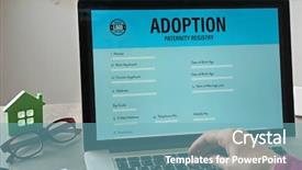  Presentation with adoption - Cool new PPT layouts with woman filling adoption paternity registry backdrop and a  colored foreground