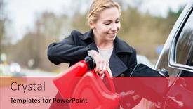  Presentation with gas - Cool new PPT theme with woman-filling-car-up backdrop and a red colored foreground