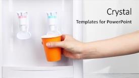  Presentation with water cup - Amazing slide deck having woman filling cup at water backdrop and a white colored foreground