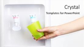  Presentation with water dispenser - Presentation design with woman filling cup at water background and a white colored foreground