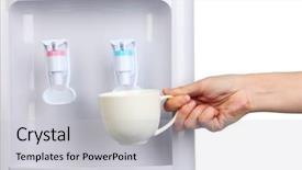  Presentation with water cup - Slides consisting of woman filling cup at water background and a light gray colored foreground