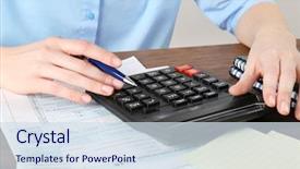  Presentation with income tax - PPT theme consisting of woman filling individual income tax background and a sky blue colored foreground