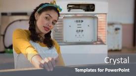  Presentation with pump - PPT layouts consisting of woman-filling-petrol-in-car background and a gray colored foreground