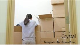  Presentation with cramped inside the box - Presentation theme consisting of woman find the clothes inside background and a coral colored foreground