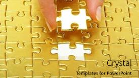  Presentation with gold - Presentation design featuring woman fingers holdings gold puzzle background and a yellow colored foreground