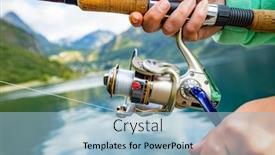  Presentation with spinning - PPT layouts featuring woman-fishing-on-fishing-rod background and a light blue colored foreground