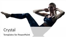  Presentation with sad woman silhouette - Beautiful PPT theme featuring woman fitness pilates excercises silhouette backdrop and a  colored foreground