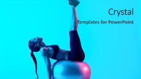  Presentation with pilates - Colorful PPT theme enhanced with woman fitness pilates exercices isolated backdrop and a light gray colored foreground