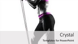  Presentation with resistance - Slide deck with woman fitness resistance bands silhouette background and a light gray colored foreground