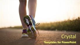  Presentation with feet - PPT theme enhanced with woman fitness runner feet running background and a tawny brown colored foreground