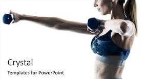  Presentation with sad woman silhouette - Slide deck featuring woman fitness weights excercises silhouette background and a white colored foreground