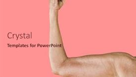  Presentation with feminism - PPT layouts consisting of woman-flexing-her-muscles-against background and a coral colored foreground