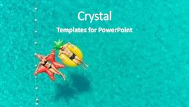  Presentation with man and woman - Amazing theme having woman floating by string buoy backdrop and a teal colored foreground